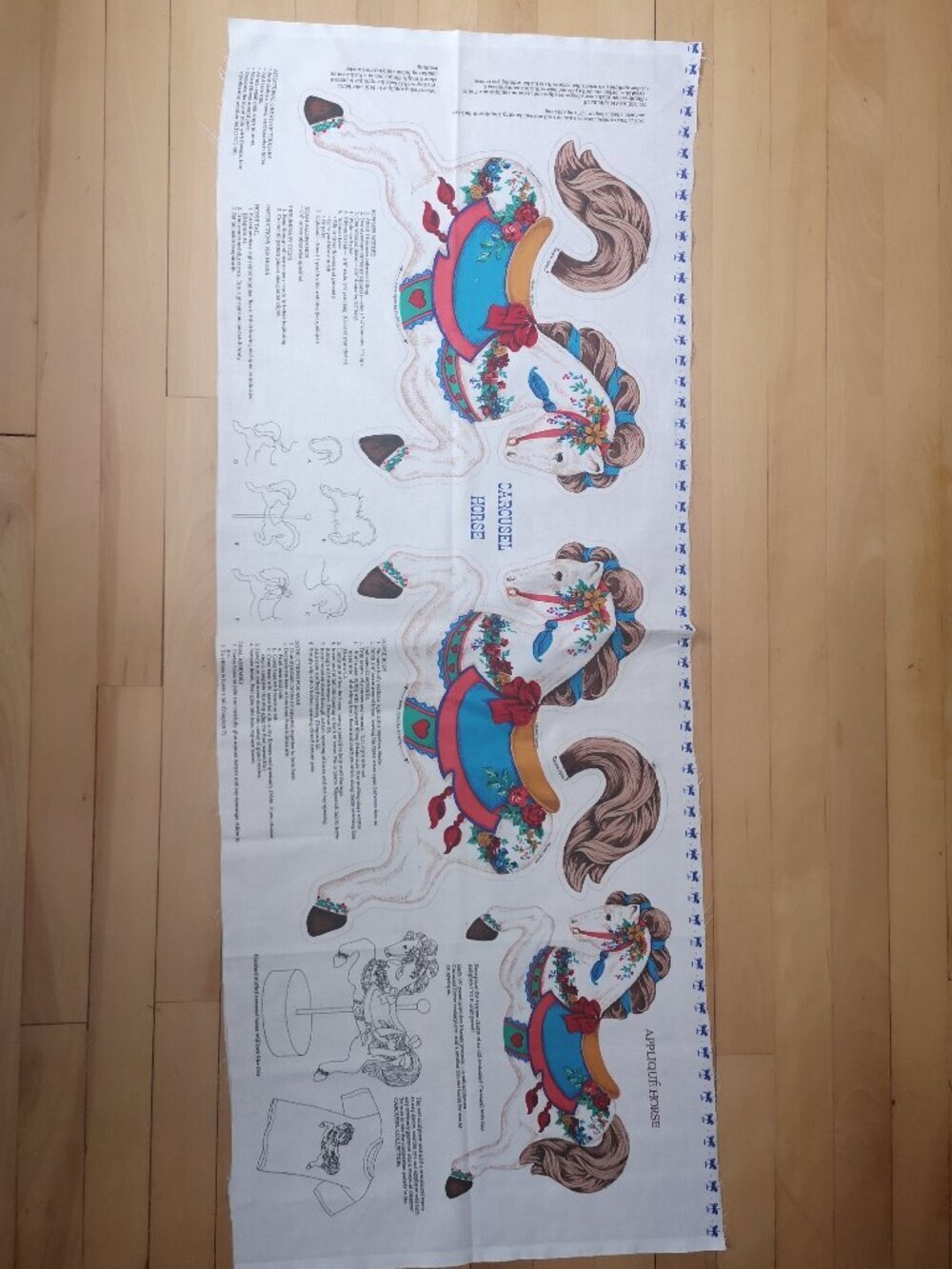Vintage VIP Cranston Carousel Horse Cut & Sew Fabric Panel Pillows / Applique